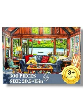 🧩 300 Piece Jigsaw Puzzle Lakeside Lodge Cabin Cozy